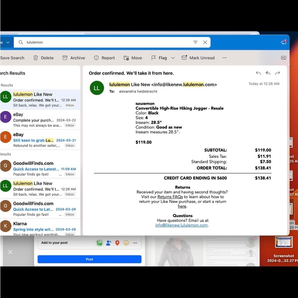 Lululemon convertible hiking joggers size 4 black - Picture 3 of 3
